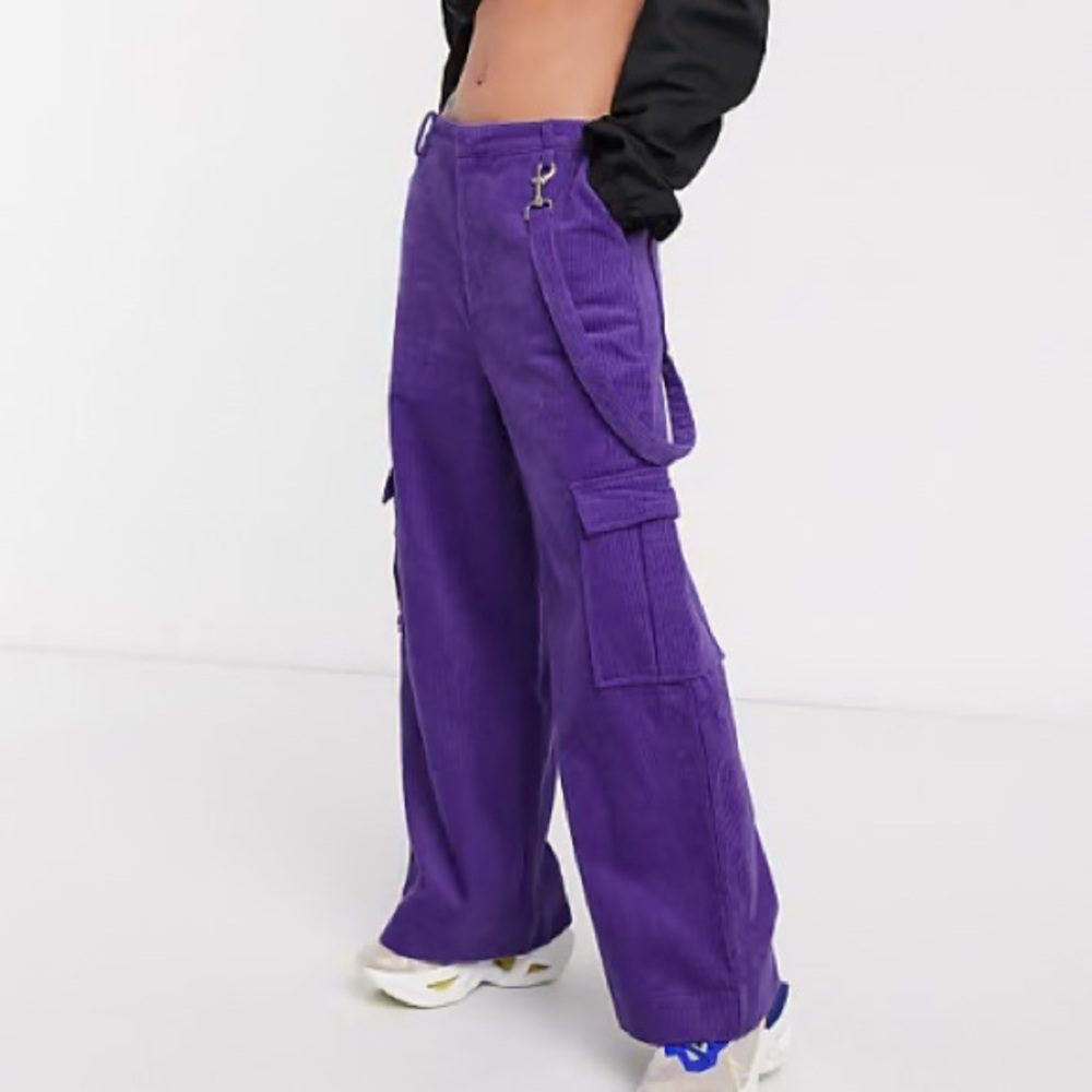 The Ragged Priest Purple Corduroy Cargo Skate Pants Small